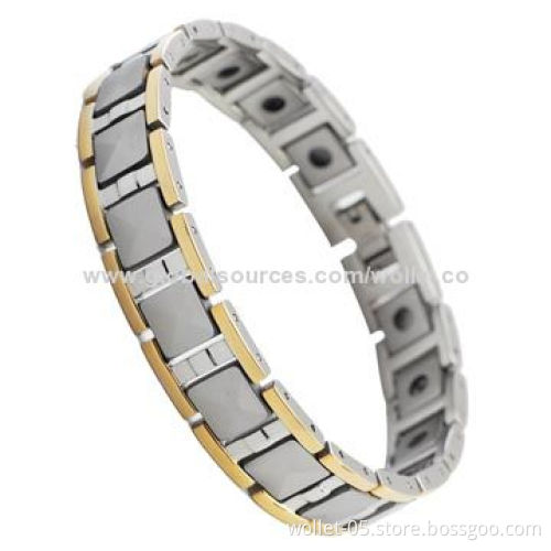 Men's Solid Gold Plating Tungsten Therapy Bracelet, Good for Health, Accept Customization